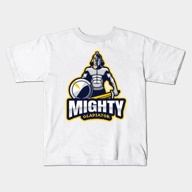 Mighty Gladiator Kids T-Shirt by vukojev-alex